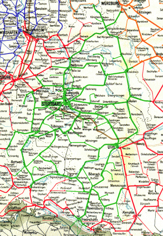 Karte RBD Stuttgart 1938